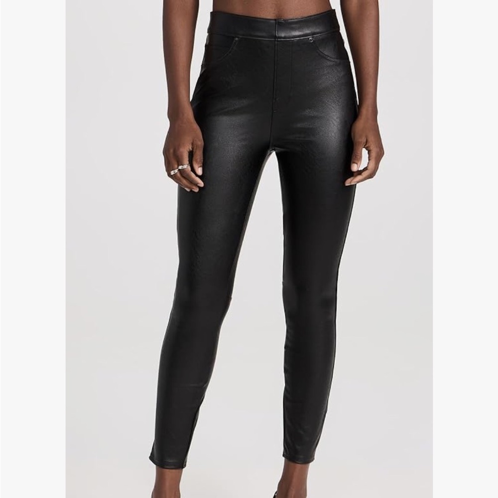 Spanx Leather-Like Ankle Skinny Pant Size Large Tall